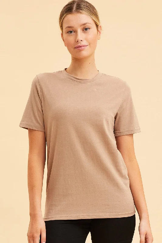 Orange Cotton T-Shirt Crew Neck Regular Fit Cotton Monochromatic All - in - one