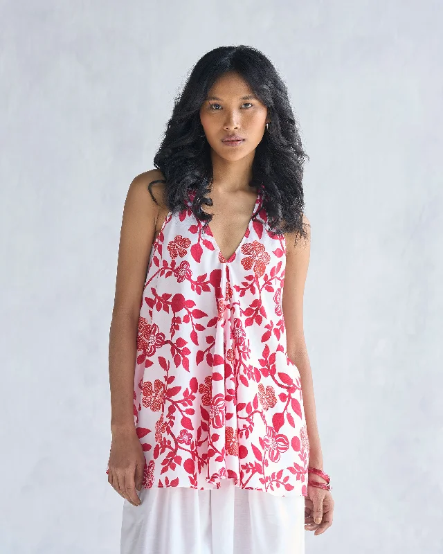 Akira Top - Red & White Laid - back Women's Vibe