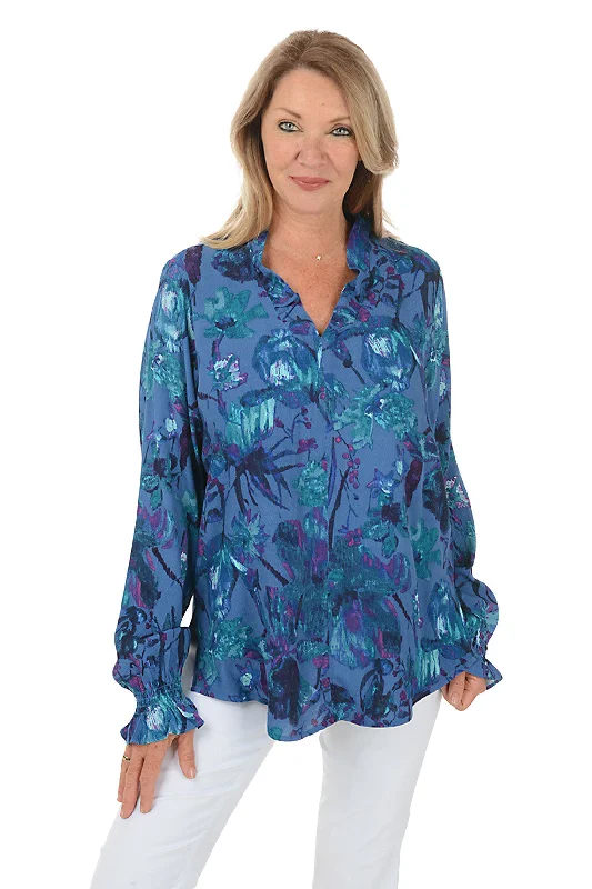 Jungle Berry Flounce Collar Blouse Refined Women's Velvet