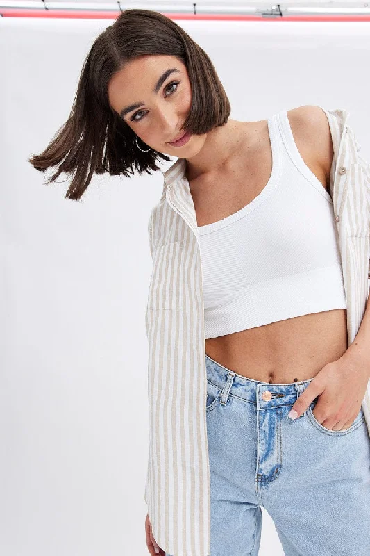 Stripe Collared Long Sleeve Button Up Shirt Adventure