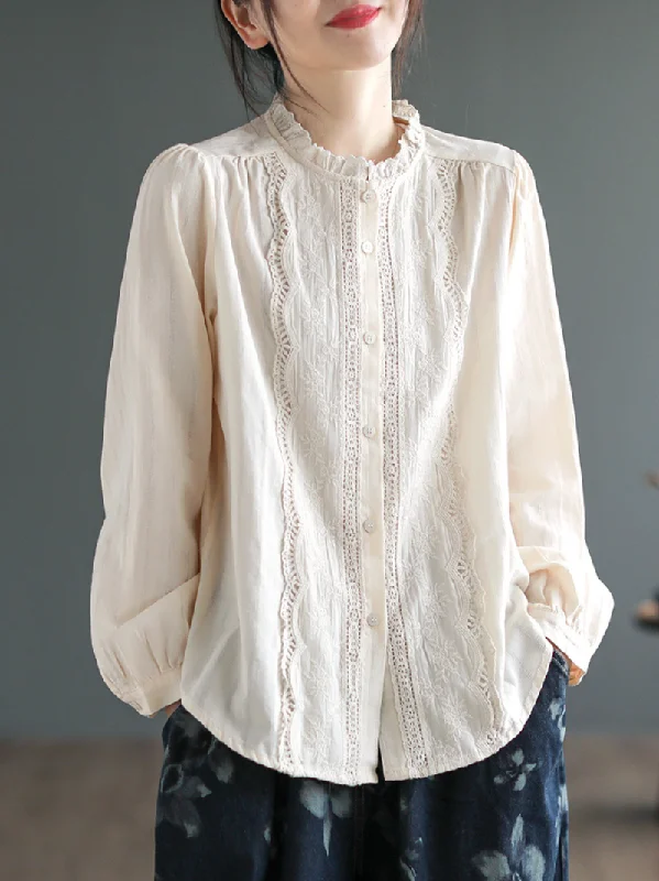 Women's Essentials Cotton Long Sleeves Top Dapper Women's Bow - adorned