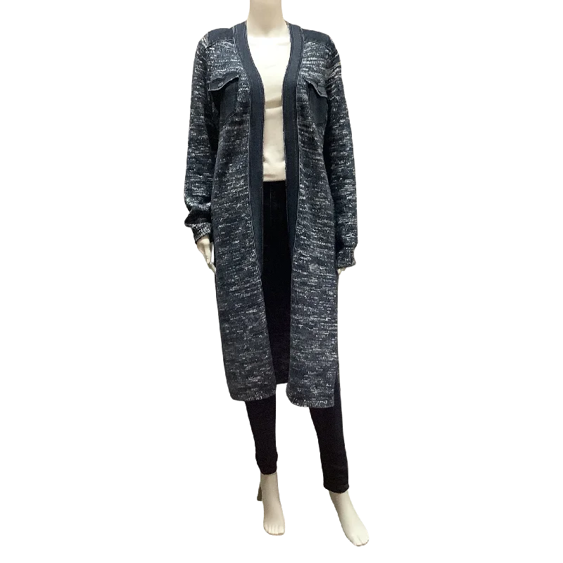 Liverpool Women's Long Sweater Cardigan Blue Denim Trim Size: S Artistic Women's Hand - painted Liverpool Women's Long Sweater Cardigan Blue Denim Trim Size: S Artistic Women's Hand - painted