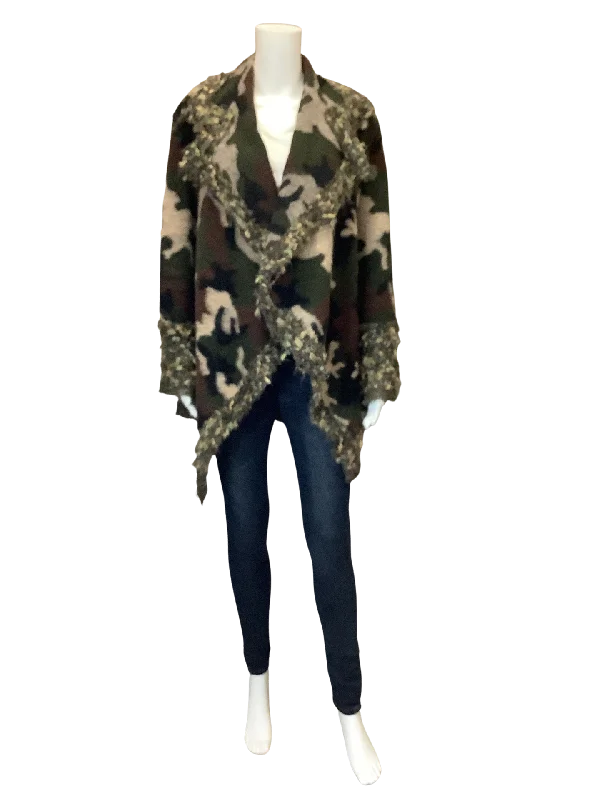 Simone Chang Womans Cardigan Open Front Camo Size: 6 Dynamic Women's Moto