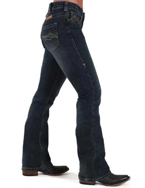 Cowgirl Tuff Womens Don't Fence Me In Dark Wash Cotton Blend Jeans Laid - back Women's Vibe