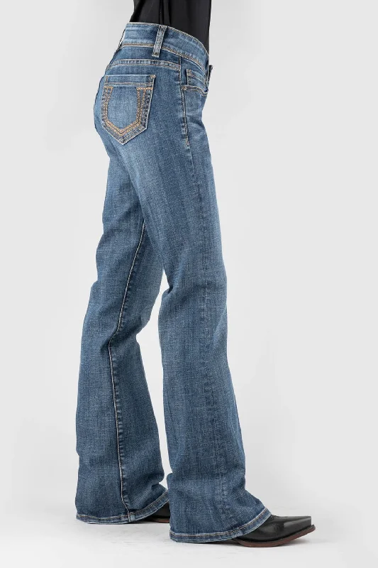 Stetson Womens 816 Classic Gold Deco Blue Cotton Blend Jeans Traditional Women's Wool