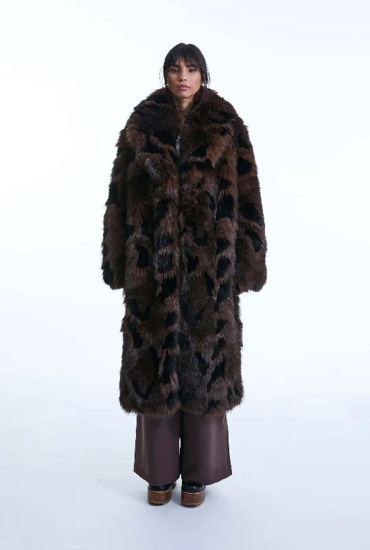 Distressed Faux Fur Coat Youthful Women's Anime - inspired
