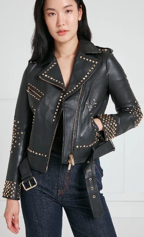 Samara Studded Jacket - Black Laid - back Women's Vibe