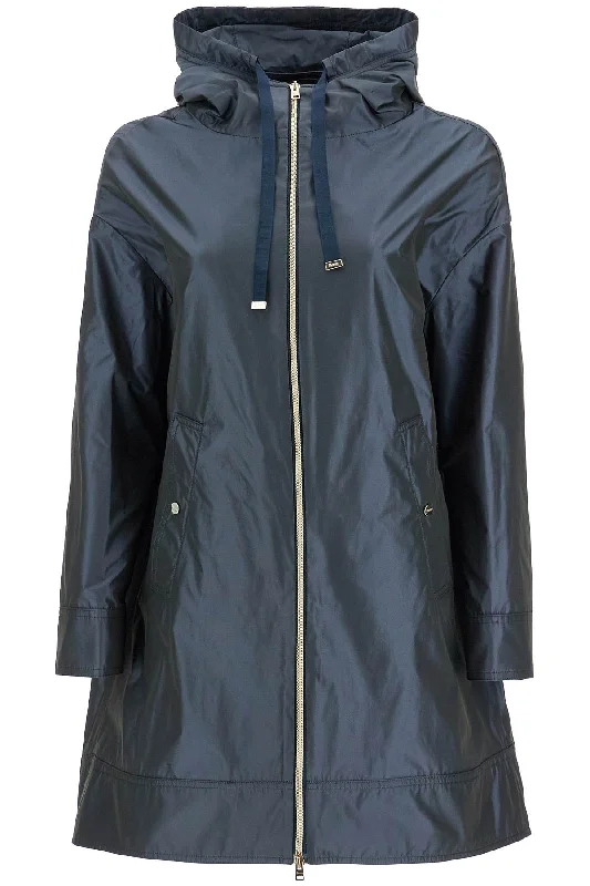 Herno Women's  blue Technical Taffeta Waterproof Parka With Hood Elegant Women's Formal 