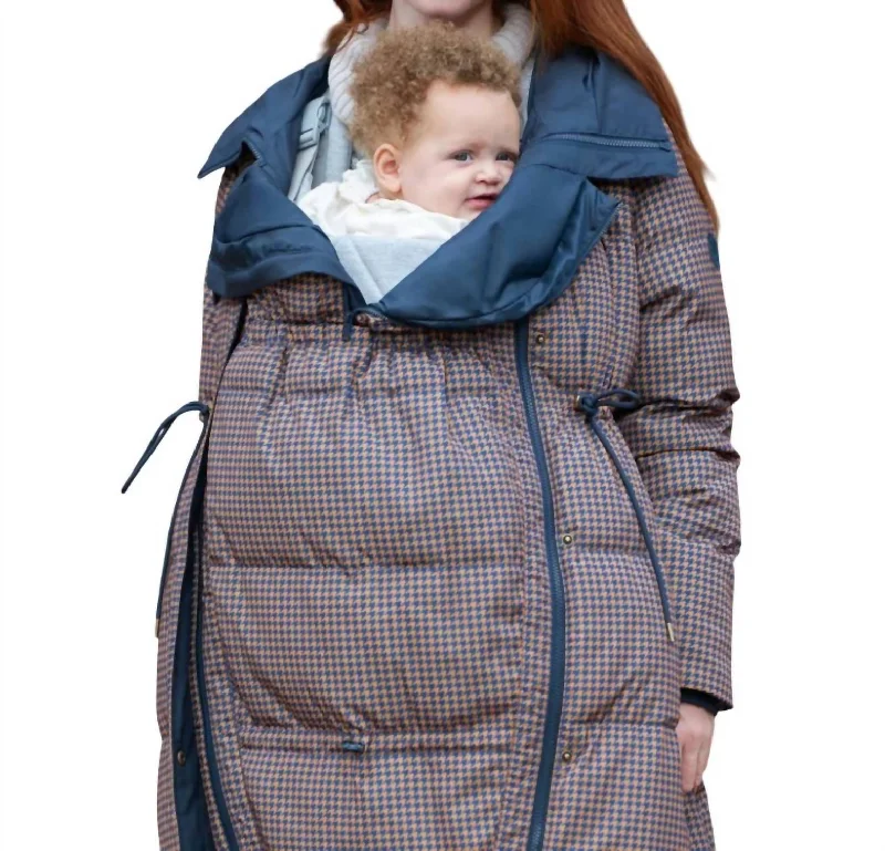 Keeri Houndstooth Puffer Maternity Coat Bold Women's Statement
