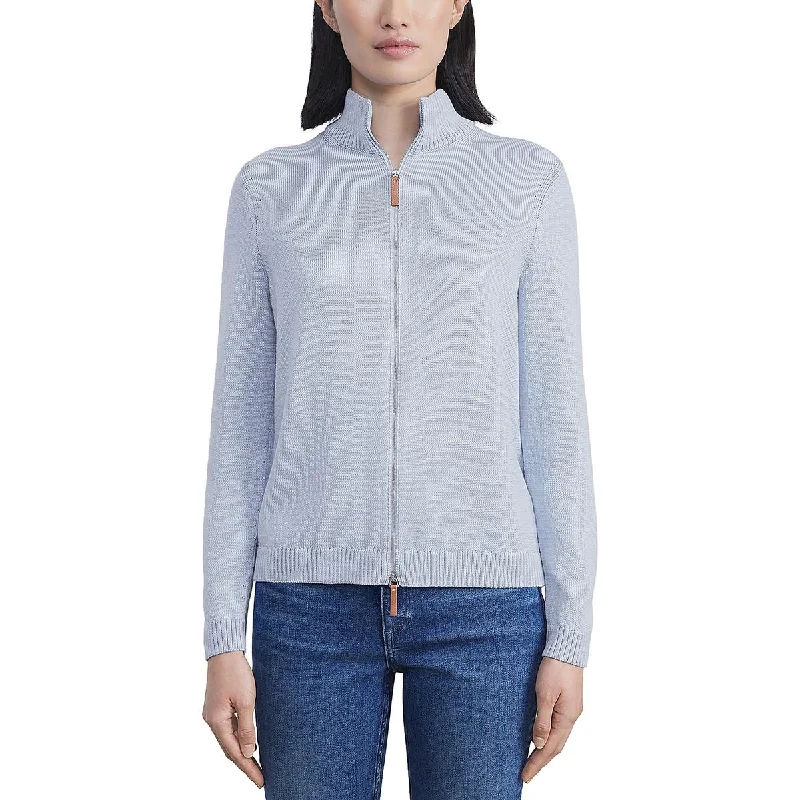 Womens Silk Blend Sweater Bomber Jacket Vacation