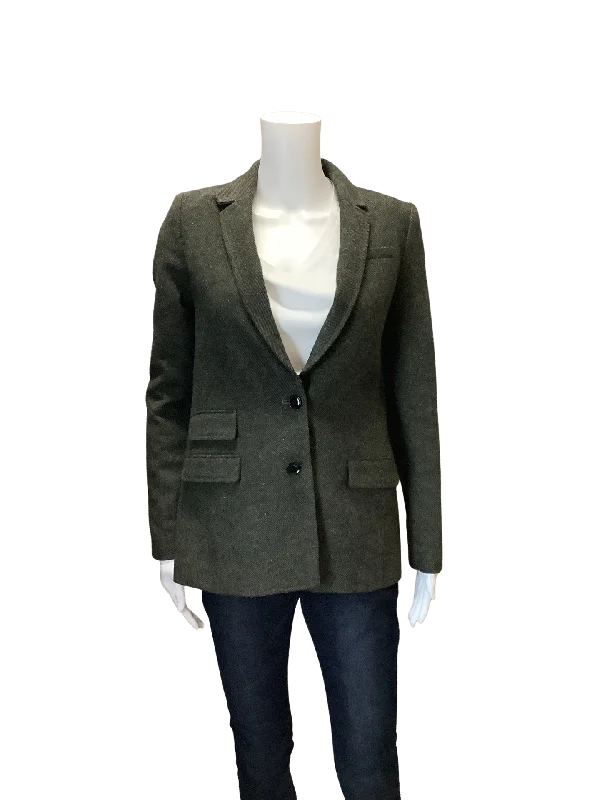 Banana Republic Green Tweed Jacket  Size: 0 Bold Women's Animal Print