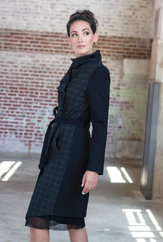 MALYN ASYMMETRICAL COAT · Japanese char plaid Refined Women's 