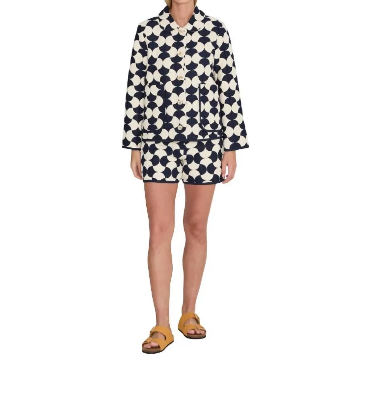 Arata Jacket In Prusian Blue Dapper Women's Bow - adorned