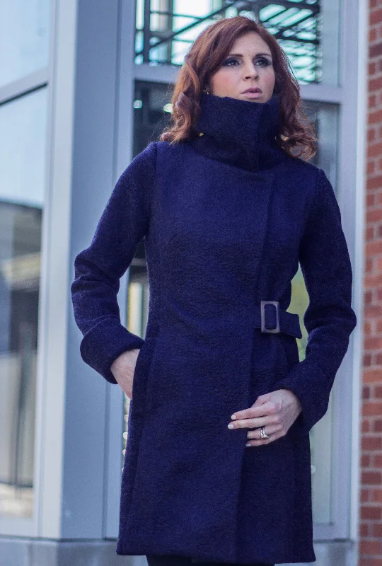 COWL NECK COAT · navy wave Compression