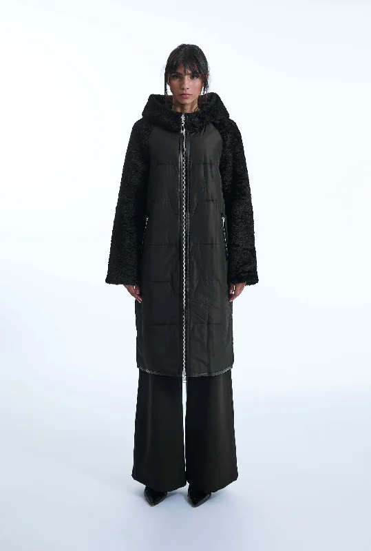 Hooded Faux Fur Coat Disco