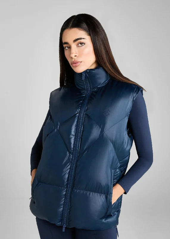 Navy Heavy Quilted Gilet Relaxed Women's 