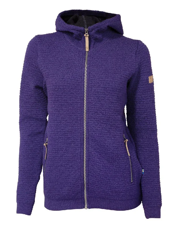 MOREL HOOD FEMALE, 60% FILTAD ULL, 40% LYOCELL   — DARK PURPLE Sleek Women's Metallic