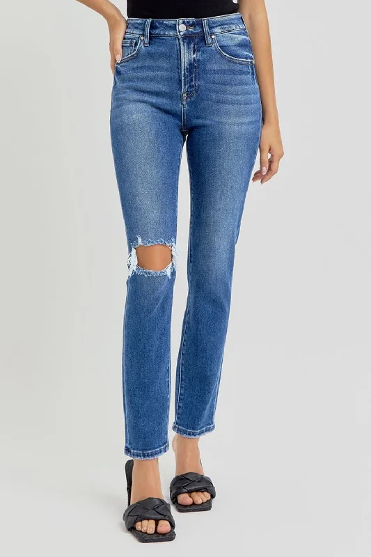 RISEN Full Size High Rise Ankle Skinny Knee Distressed Jeans Refined Women's Classic 