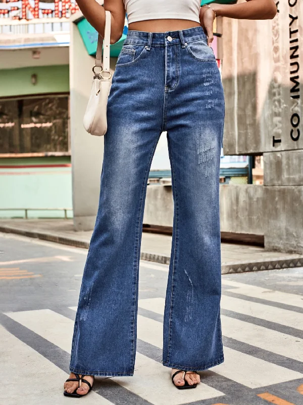 High Rise Bootcut Jeans with Pockets Youthful Women's Anime - inspired