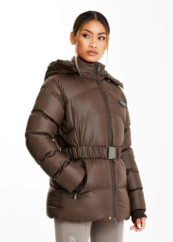 Second Quality - Chocolate Belted Puffer Jacket French