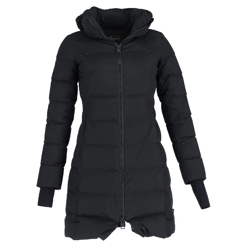 Herno Zipped Hooded Down Jacket in Black Polyester purpose