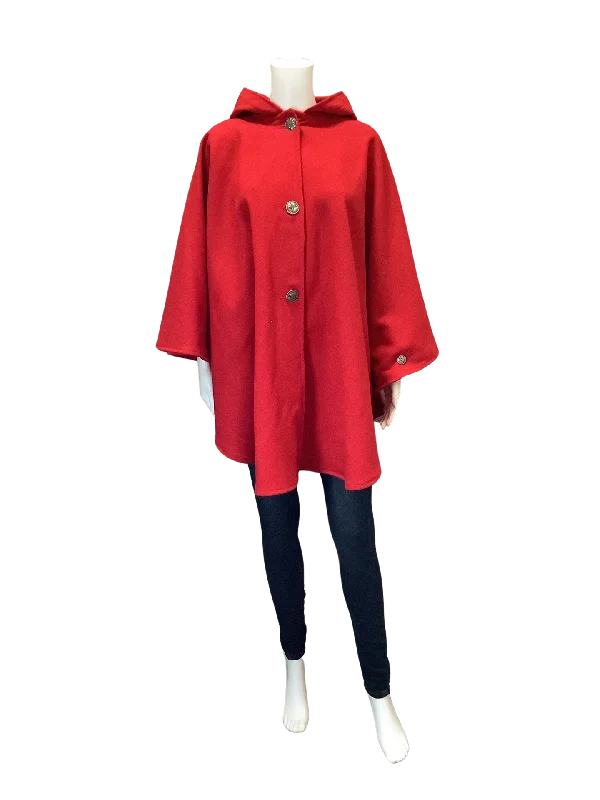 Johnson Woolen Mills Women's Cape Red Hooded Wool Size: One Size Adventure