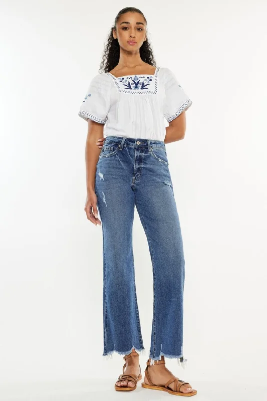 Kancan Full Size High Rise Slim Wide Leg Jeans Monochromatic All - in - one