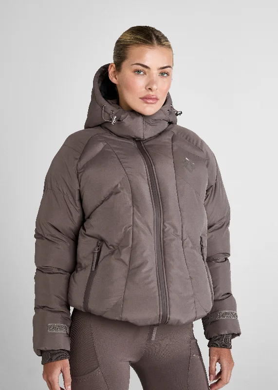 Fawn Puffer Coat Classic Women's Pin - striped