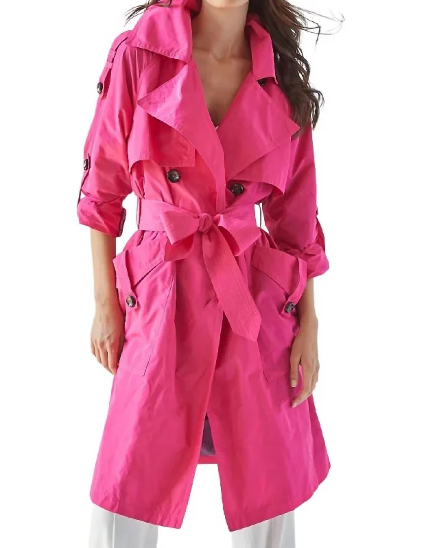 Raphael Trench Coat In Fuchsia Casual Women's Loose - fitting