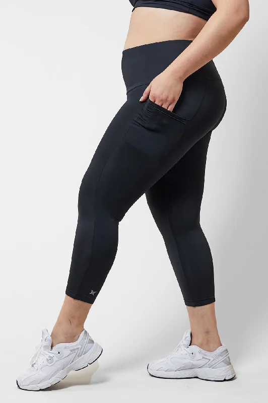 Side Pocket Leggings with Thermal Brushed Fabric Black French