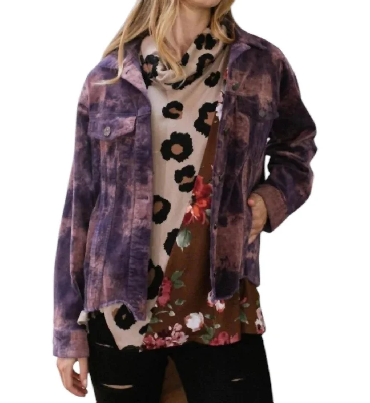 Mineral Ripple Shacket In Purple Practical Women's Quick - dry