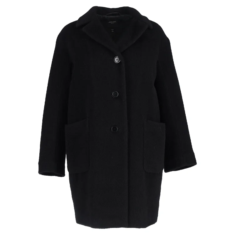 Max Mara Weekend Single-Breasted Coat in Black Wool Modern Women's 