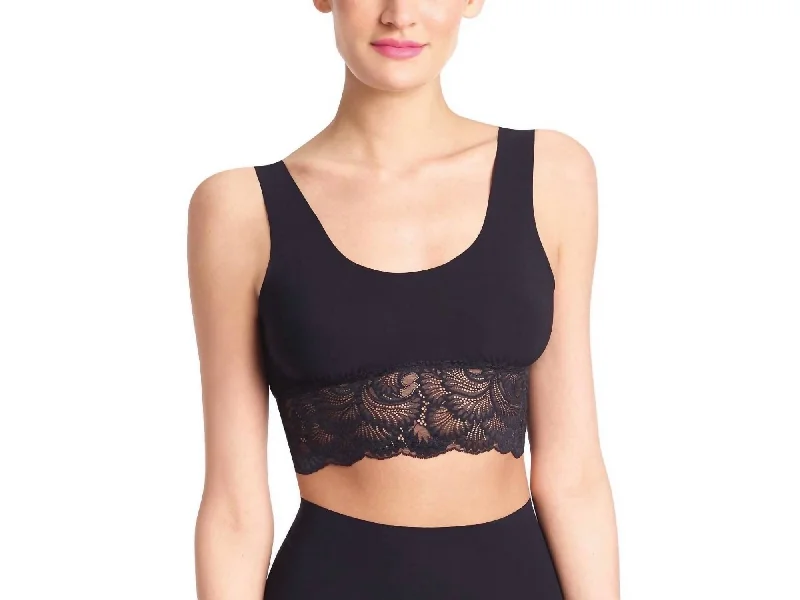Sexy And Smooth Lace Trim Longline Bralette In Black Elegant Women's 