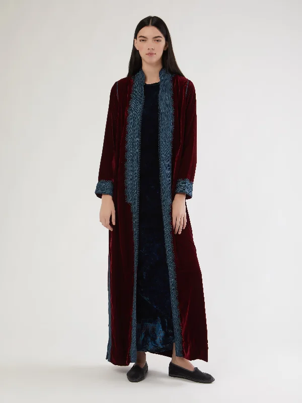 Moroccan long velvet robe Geometric
