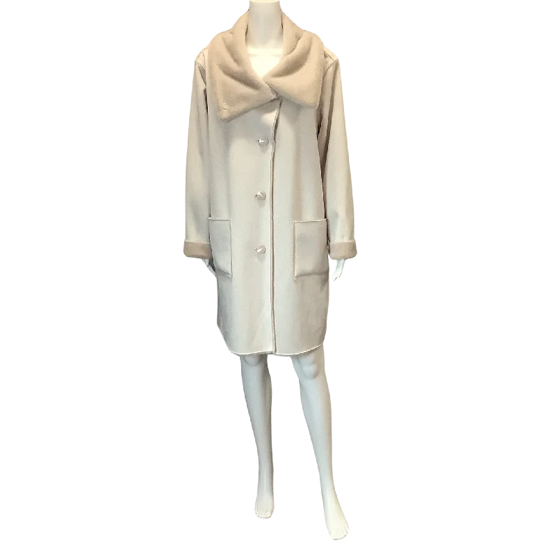 Joseph Ribkoff Women's Coat Ivory Reversable Faux Suede Fur Collar Size: XL W/Tags Cashmere Joseph Ribkoff Women's Coat Ivory Reversable Faux Suede Fur Collar Size: XL W/Tags Cashmere