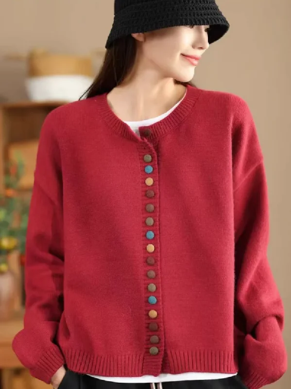 Women's Winter Vintage Charm Button-Up Knitted Cardigans Modern Women's Tech