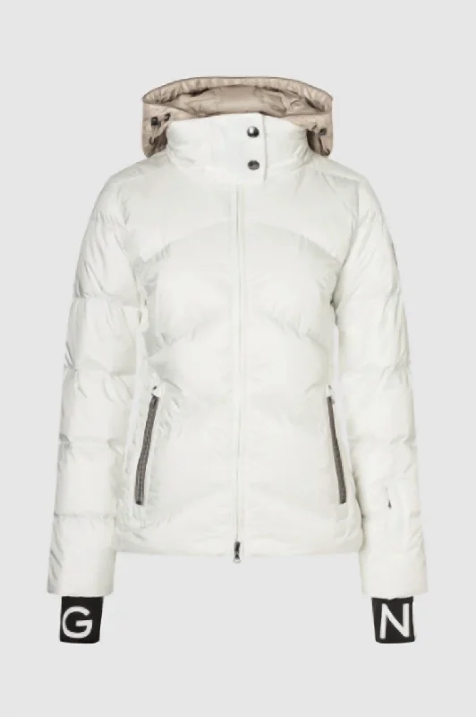 Women's Callie-D Down Jacket In Off White Sleek Women's Metallic