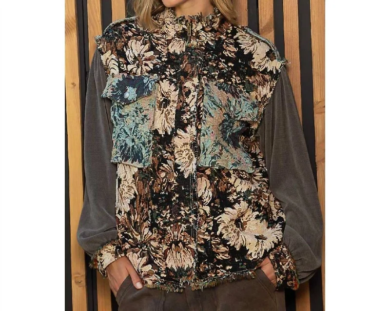 High Neck Jacquard Shacket In Black Sleek Women's Metallic