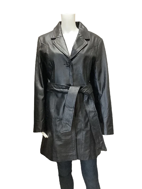 Metrostyle Black Leather Coat Size: 10  With Tags Preppy Women's College