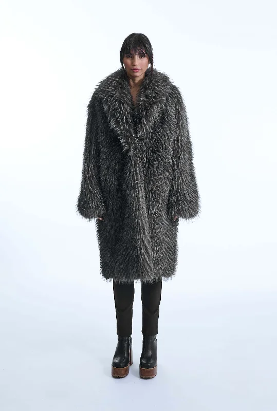 Grey Faux Fur Coat Artistic Women's Avant - 