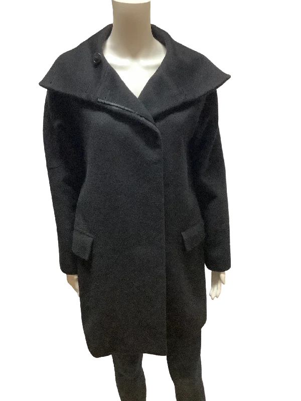 Max Mara Black Camel Hair Coat Size 4 Sleek Women's Metallic