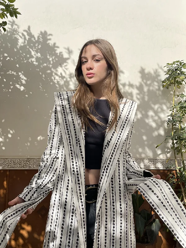 Pierro’s Coat - Black & White Casual Women's Loose - fitting