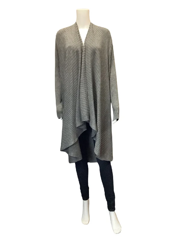 NY Charisma Women's Cardigan Gray Open Ribbed Sweater Size: XL performance