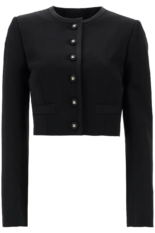 Dolce & Gabbana Women's  Wool Blazer With Logo Buttons Tough Women's Military - inspired