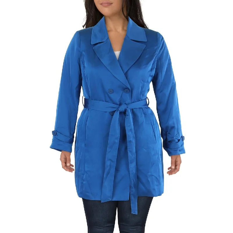 Womens Satin Midi Trench Coat Business