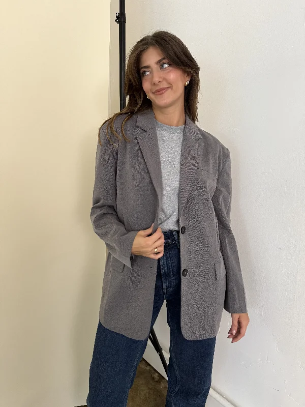 Leah Oversized Grey Blazer Jacket Disco