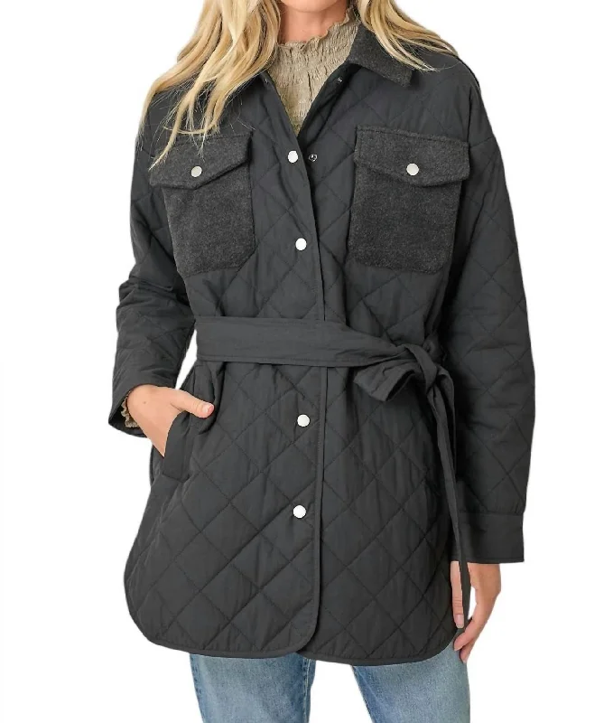 Media Quilting Jacket In Black Mix Artistic Women's Hand - painted