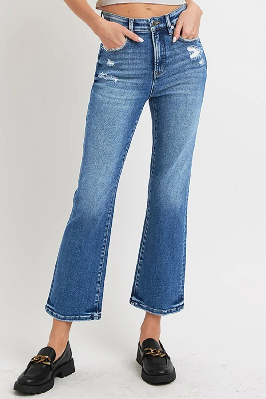 RISEN Full Size Tummy Control High Rise Crop Bootcut Jeans British Gentlewoman Style