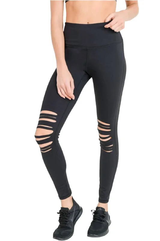 Torn Legging In Black Practical Women's Multi - 