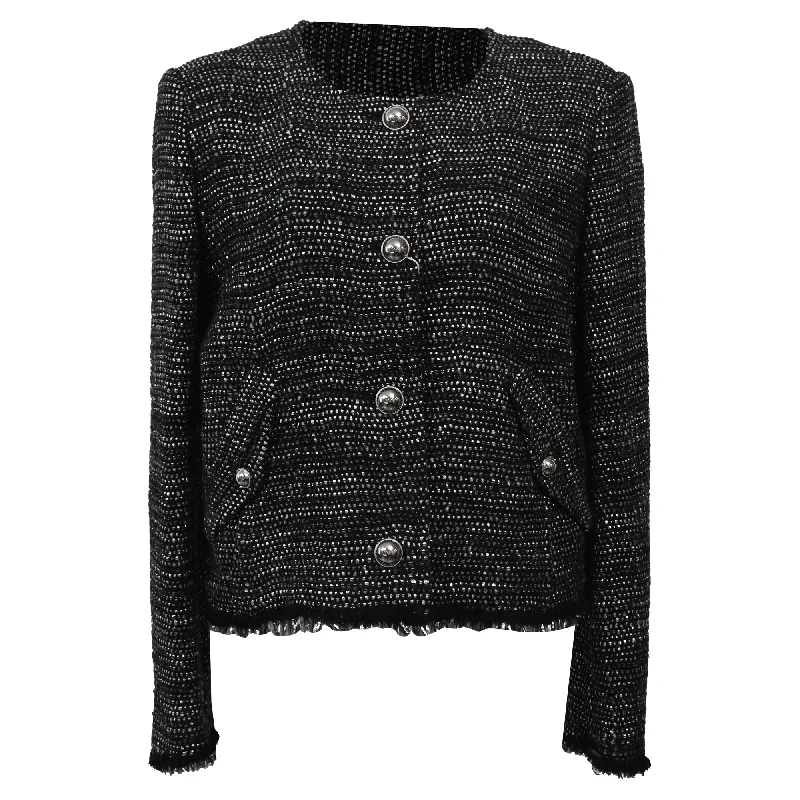 Iro Shakes Tweed Jacket in Black Cotton Modern Women's 